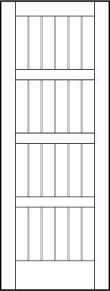 stile and rail interior door with four plank panels
