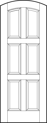 curved arch top custom panel interior doors with six horizontal equal sunken panels
