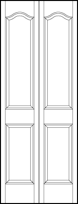 2-leaf bi-fold interior custom panel doors with one curved arch rectangle and on top and one square bottom panel