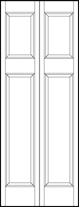 2-leaf bi-fold stile and rail interior door with top square and bottom rectangle sunken panels