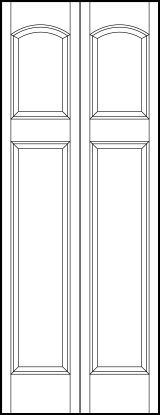 2-leaf bi-fold interior flat panel door with curved arch top square and sunken vertical tall bottom rectangles