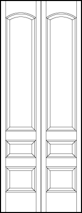 2-leaf bi-fold stile and rail interior wood doors with six sunken panels