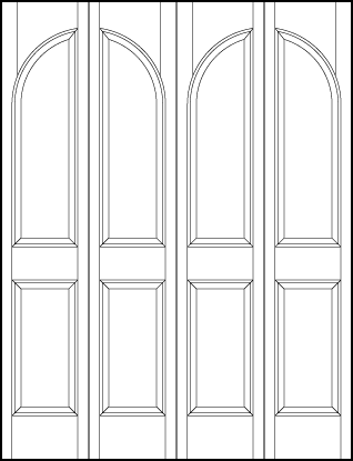 4-leaf bi-fold interior flat panel door with curved vertical panel and bottom sunken panel