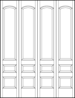 4-leaf bi-fold stile and rail interior wood doors with six sunken panels