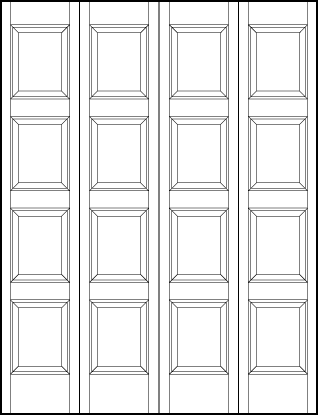 4-leaf bi-fold custom panel interior doors with eight vertical sunken panels