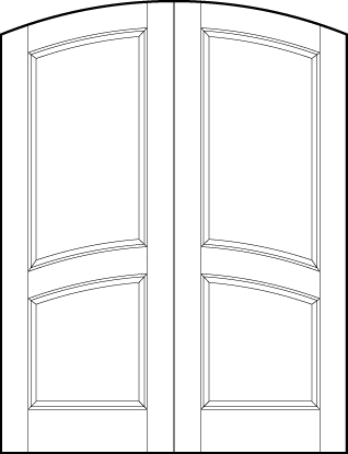 pair of interior custom panel doors with common arch top and two arched central sunken panels