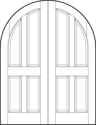 pair of front entry flat panel doors with common radius top and four sunken panels