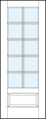 front glass French style door with square true divided lites and bottom raised panel