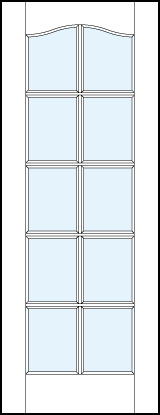 front glass French door with ten square true divided lites and cathedral door top