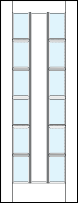 Front entry modern french doors with wooden center vertical divider with two side glass panels and true divided lites