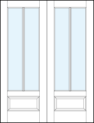 pair of front entry glass french doors with vertical center true divided lites and raised bottom panel