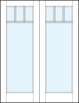 pair of front entry glass french doors with top three box true divided lites design