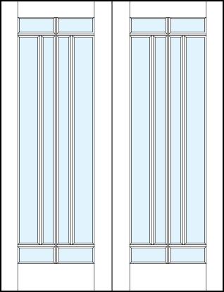 pair of modern front entry french doors with large glass panel and true divided lites designs