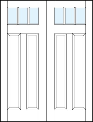 pair of interior panel doors with glass up top and tall dual bottom panels and two small true divided lites