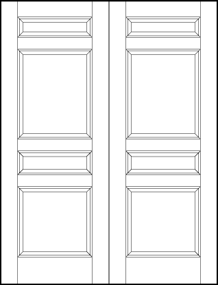 pair of interior flat panel doors with two rectangle and two square sunken panels