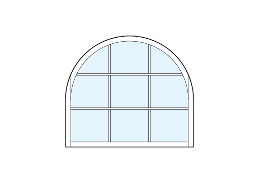 radius top square front entry craftsman style transom windows with true divided lites between nine glass panels