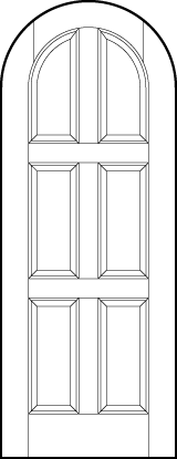 radius top stile and rail interior wood doors with six vertical rectangle sunken panels