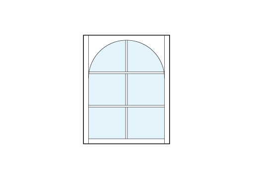 vertical front entry craftsman style transom windows with six glass panes true divided lites with radius-top arch