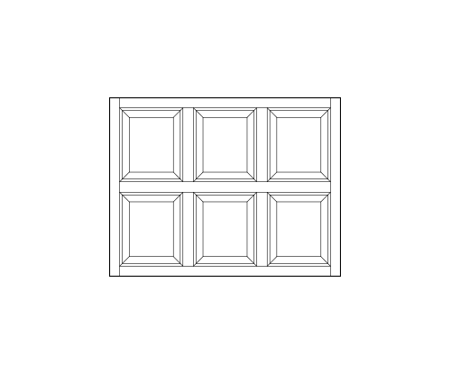 rectangle interior transom window replacement with six square wood panels in two rows