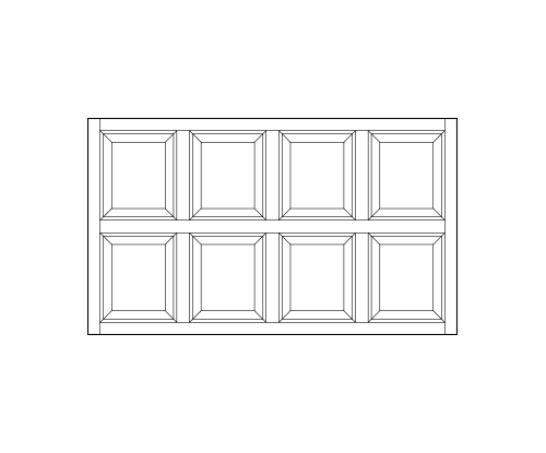 rectangle interior transom window replacement with eight square wood panels in two rows