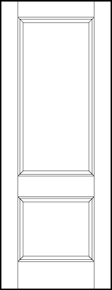 interior custom panel doors with two sunken panels, one rectangle on top and one small square on bottom