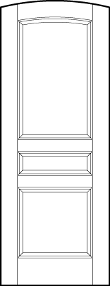 stile and rail interior door with square bottom, horizontal center, and top arched rectangle sunken panels