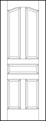 stile and rail interior wood doors with tall arched vertical top panels, center and medium tall panels