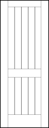 tongue and groove interior door with six center v-groove vertical lines with top, center, and bottom panels