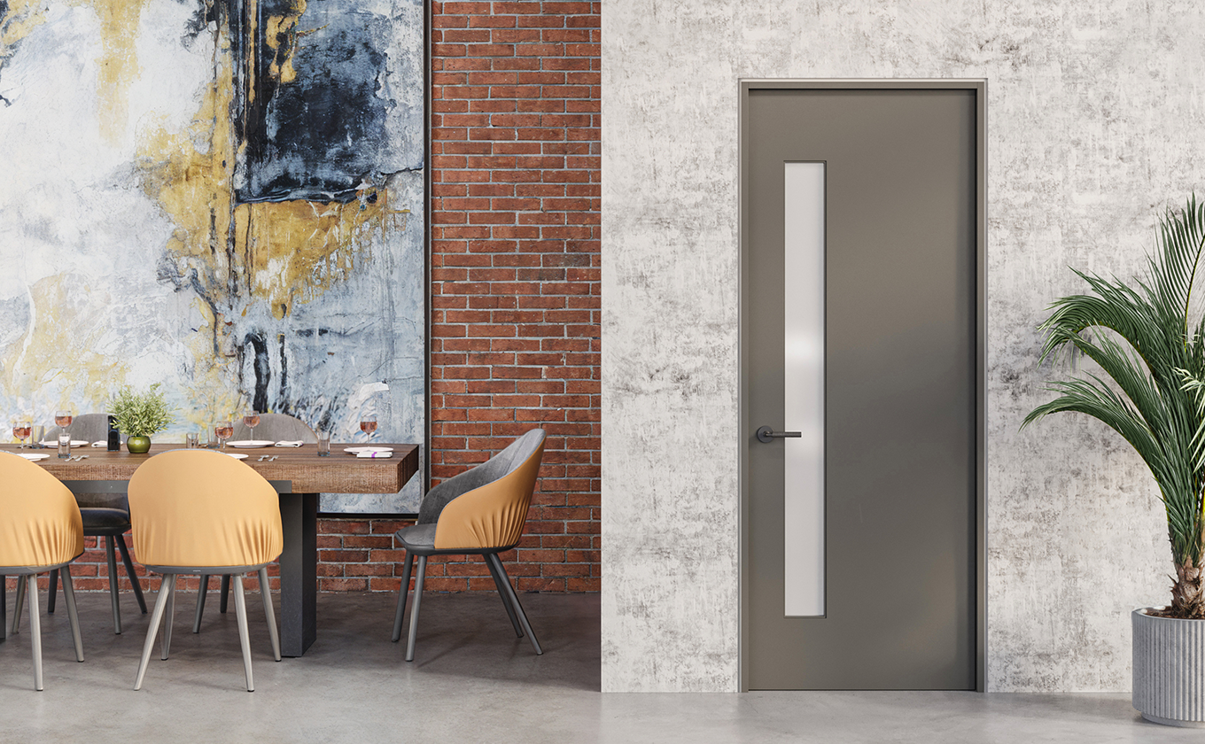 Industrial TMFG1010 door in MDF with glass