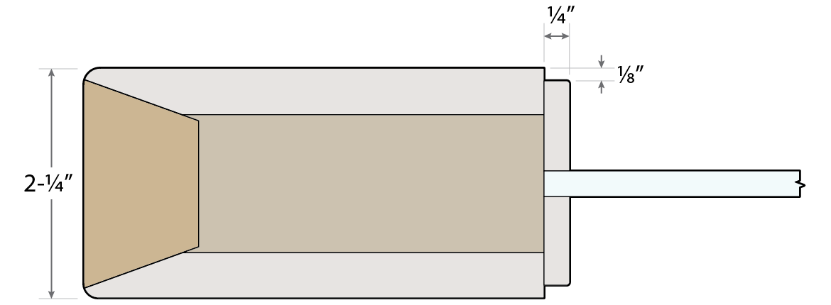 2-¼" Flush MDF Door with Glass Cross Section