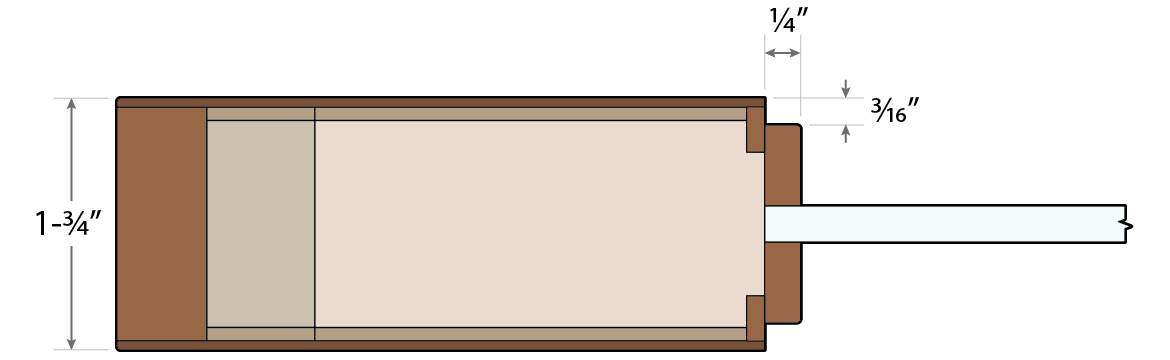 1-¾" Flush Wood Door with Glass Cross Section