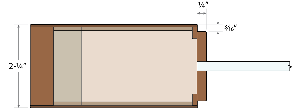 2-¼" Flush Wood Door with Glass Cross Section