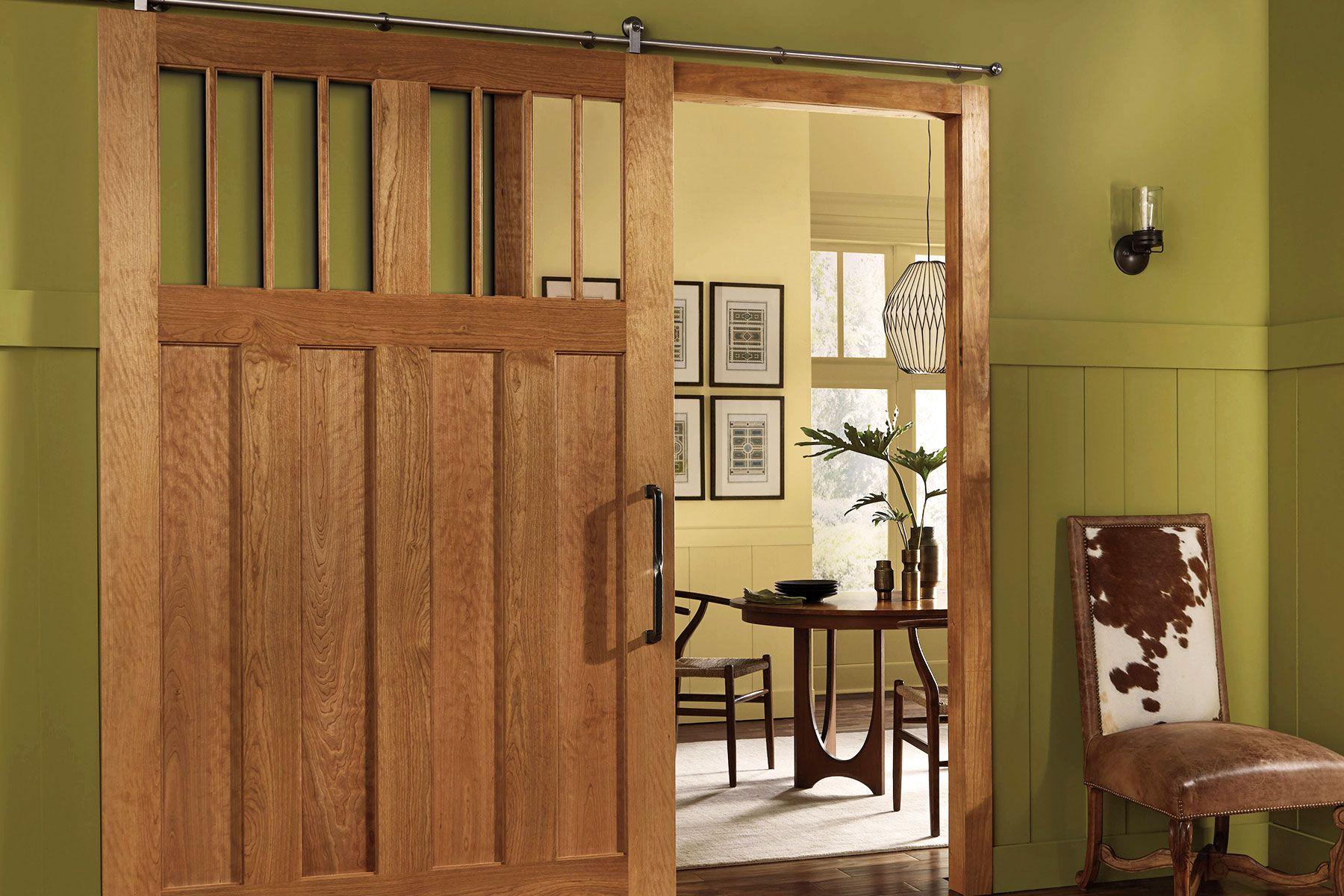 sixty inch wide interior craftsman barn door on rollers