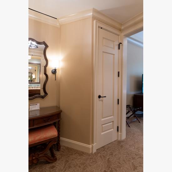 TS3100 closet door in MDF features an inset mirror, Roman Ogee (OG) sticking and Scoop (B) panel.