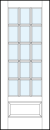 Front entry french style doors with glass panel and 15 section square true divided lites and bottom raised panel