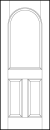 interior flat panel door with radius top vertical rectangle on top and two parallel vertical rectangles on bottom