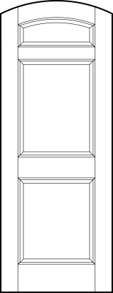curved arch top interior flat panel door with small top rectangle and two square sunken bottom panels
