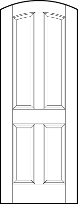 curved arch top front entry flat panel door two top vertical sunken panels and two bottom sunken panels