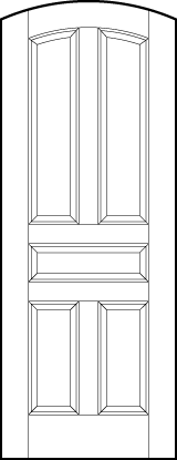 curved arch top stile and rail entry wood doors with two arched top panels, horizontal center and medium bottom panels
