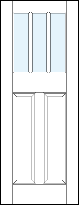 front entry panel doors with glass up top and tall dual bottom raised panels and two horizontal true divided lites