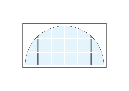 front entry modern transom windows with eighteen square glass panels divided by true divided lites and radius arch