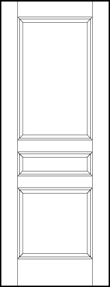 stile and rail front entry door with square bottom, horizontal rectangle center, and rectangle top sunken panels