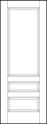 stile and rail interior door with sunken bottom medium horizontal rectangle, small center, and top sunken panels