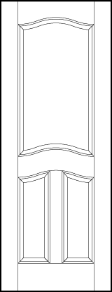 front entry flat panel door with parallel bottom rectangle and top large rectangle sunken arched panels