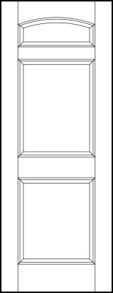 interior flat panel door with small top horizontal curved rectangle and two square sunken bottom panels