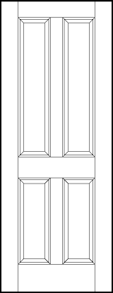 front entry flat panel door with two tall top and two medium vertical sunken rectangle panels