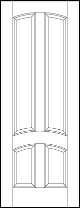 front entry flat panel door with two tall top and two short bottom arched sunken panels