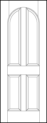 front entry flat panel door with two vertical panels with half circle top and two bottom sunken panels