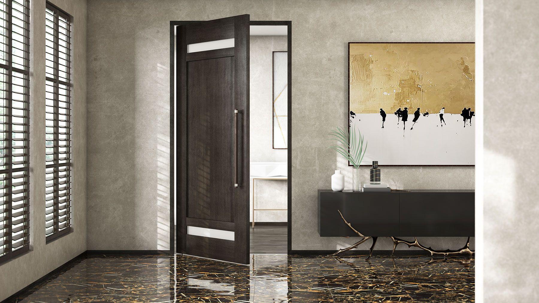 modern style interior doors with two thin glass inserts