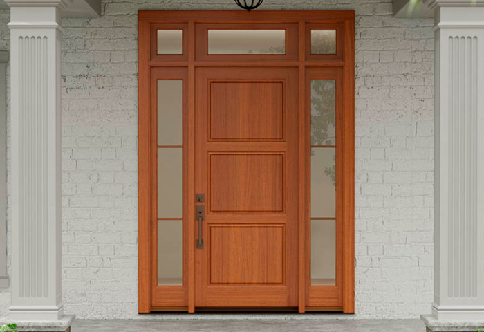 Entry system with in-sash square transoms